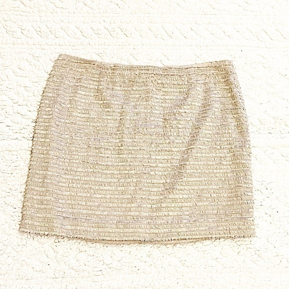 🆕 Alice + Olivia champagne gold sparkle fringe mini skirt mid rise - Picture 4 of 10